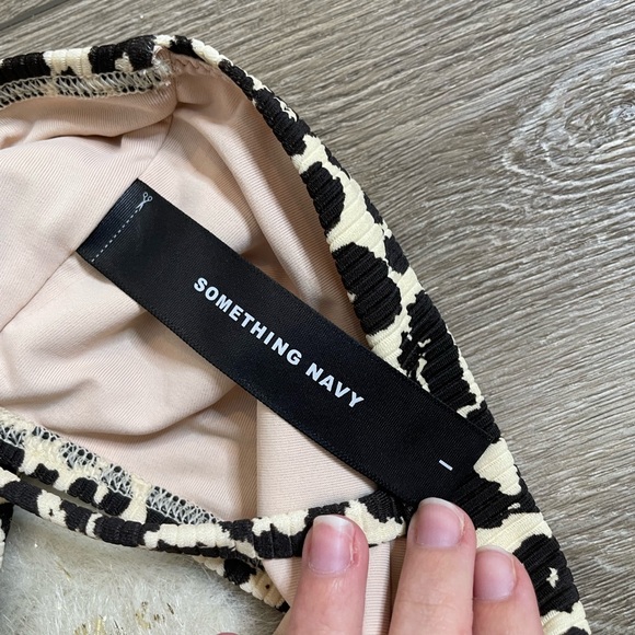 something navy Classic Ribbed Bandeau Brown Ganache Leopard bikini set - Picture 3 of 5